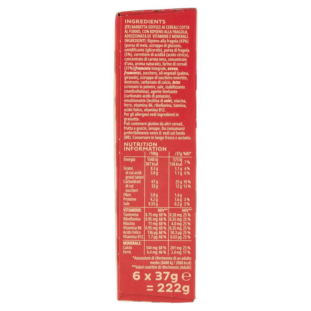 Kellogg's Barretta Morbida di Cereali Ripiena alla Fragola 6 x 37 g