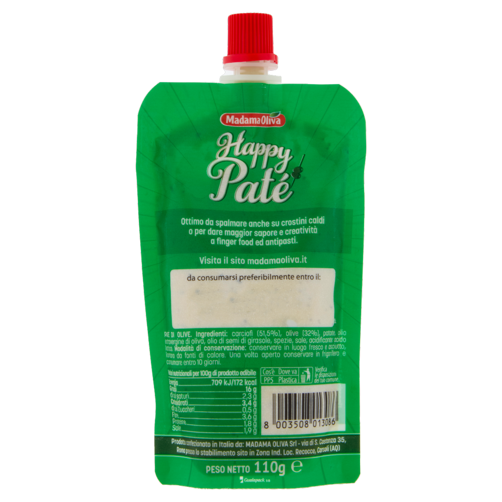 Madama Oliva Happy Paté Paté di Olive e Carciofi 110 g