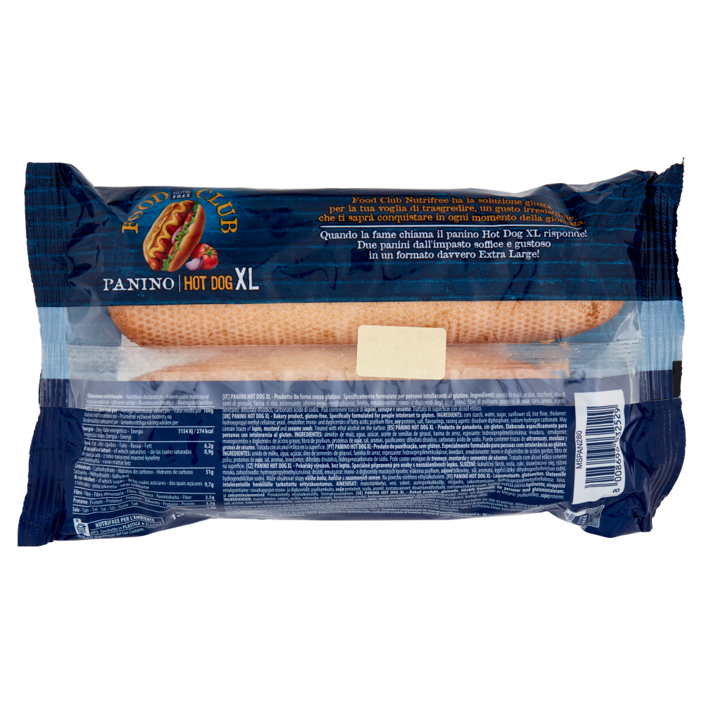 Nutrifree Food Club Panino Hot Dog XL senza glutine 130 g