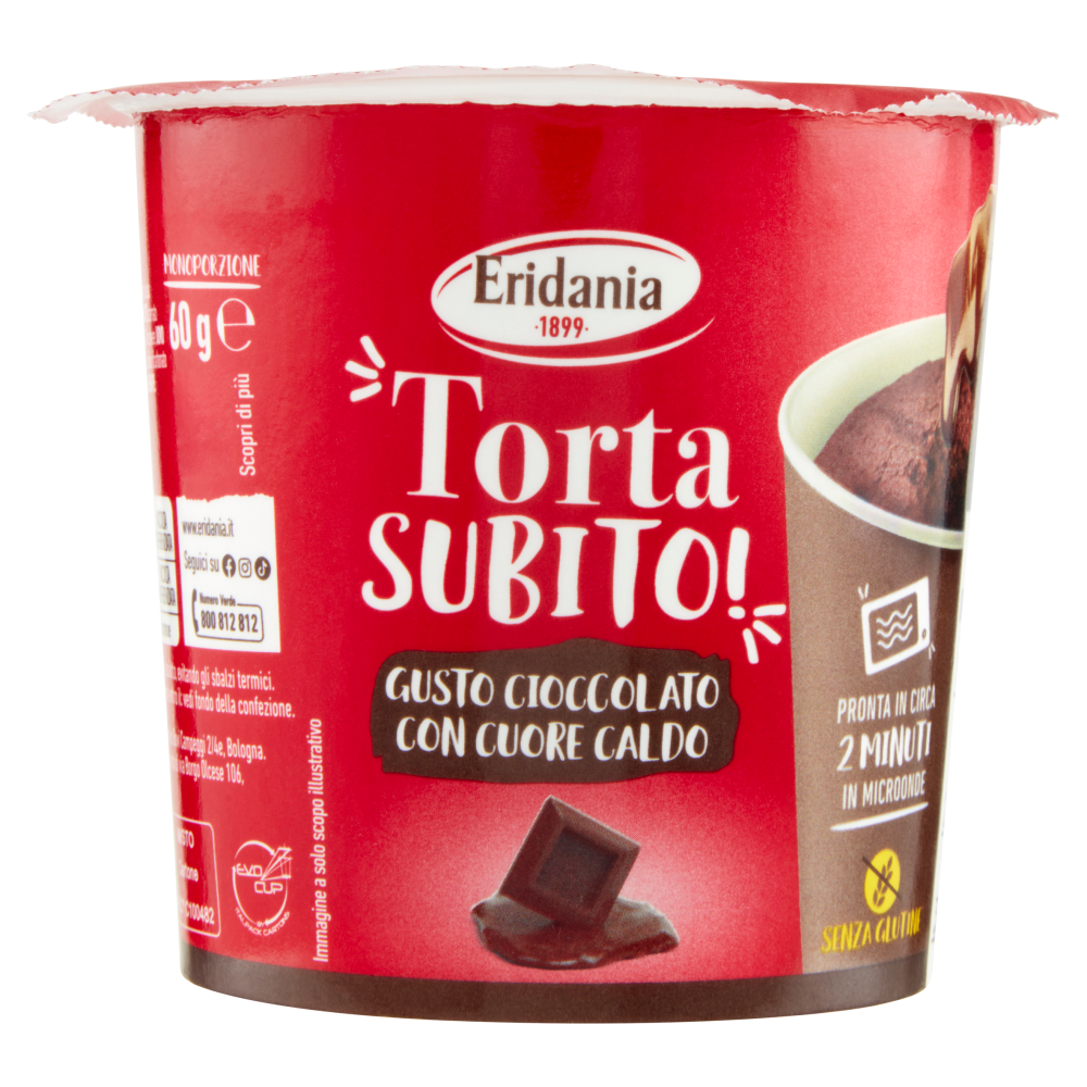 Eridania Torta Subito! Gusto Cioccolato con Cuore Caldo 60 g