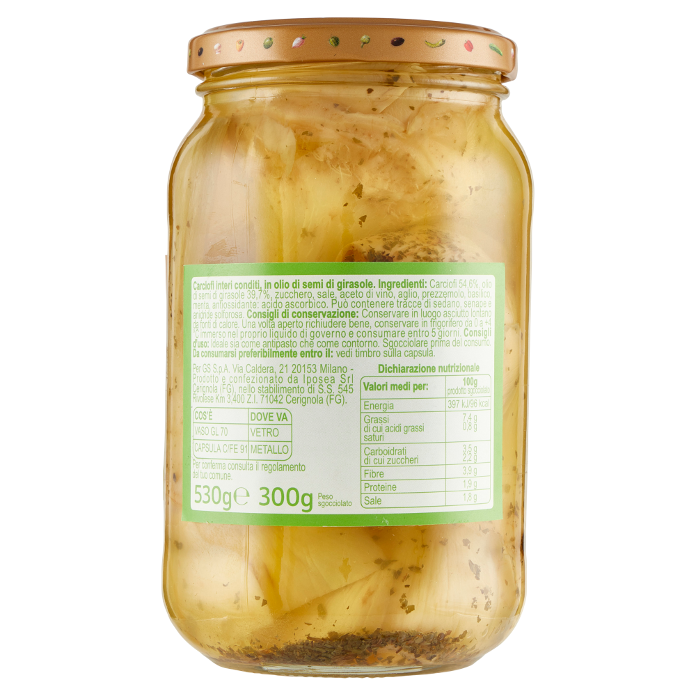 Carrefour Classic Carciofi alla Romana in Olio di Semi di Girasole 530 g