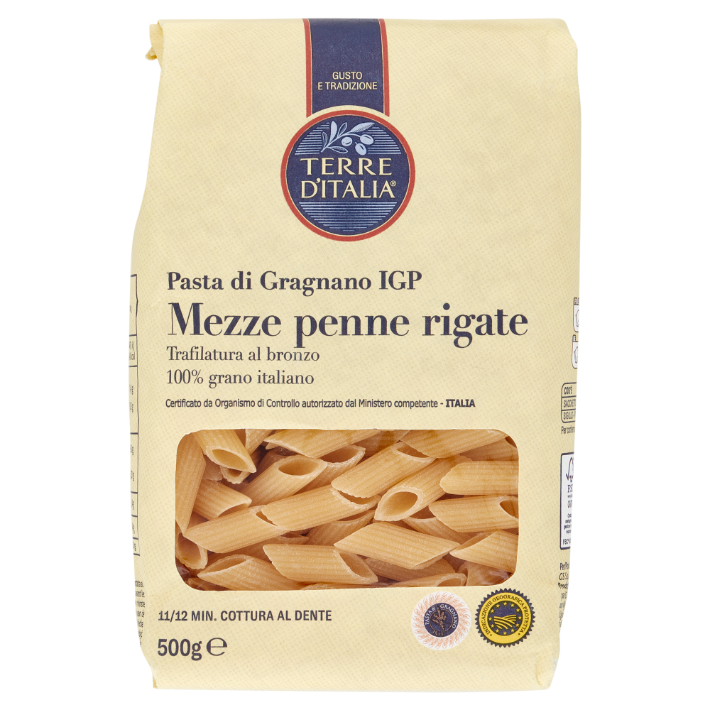 Terre d'Italia Pasta di Gragnano IGP Mezze penne rigate 500 g