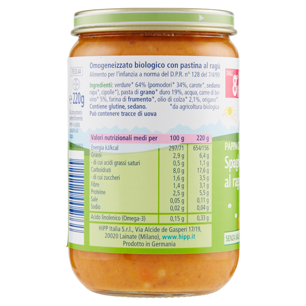 HiPP Biologico Pappa Completa Spaghettini al ragù 220 g
