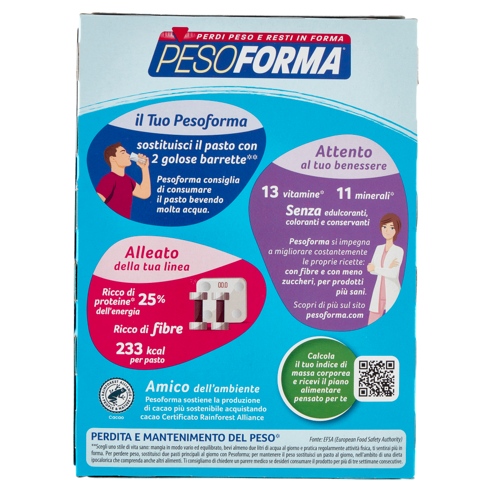 Pesoforma Cioccolato al Latte, sostitutivo del pasto ricco di fibre, 233 kcal per pasto, 12 x 31 g