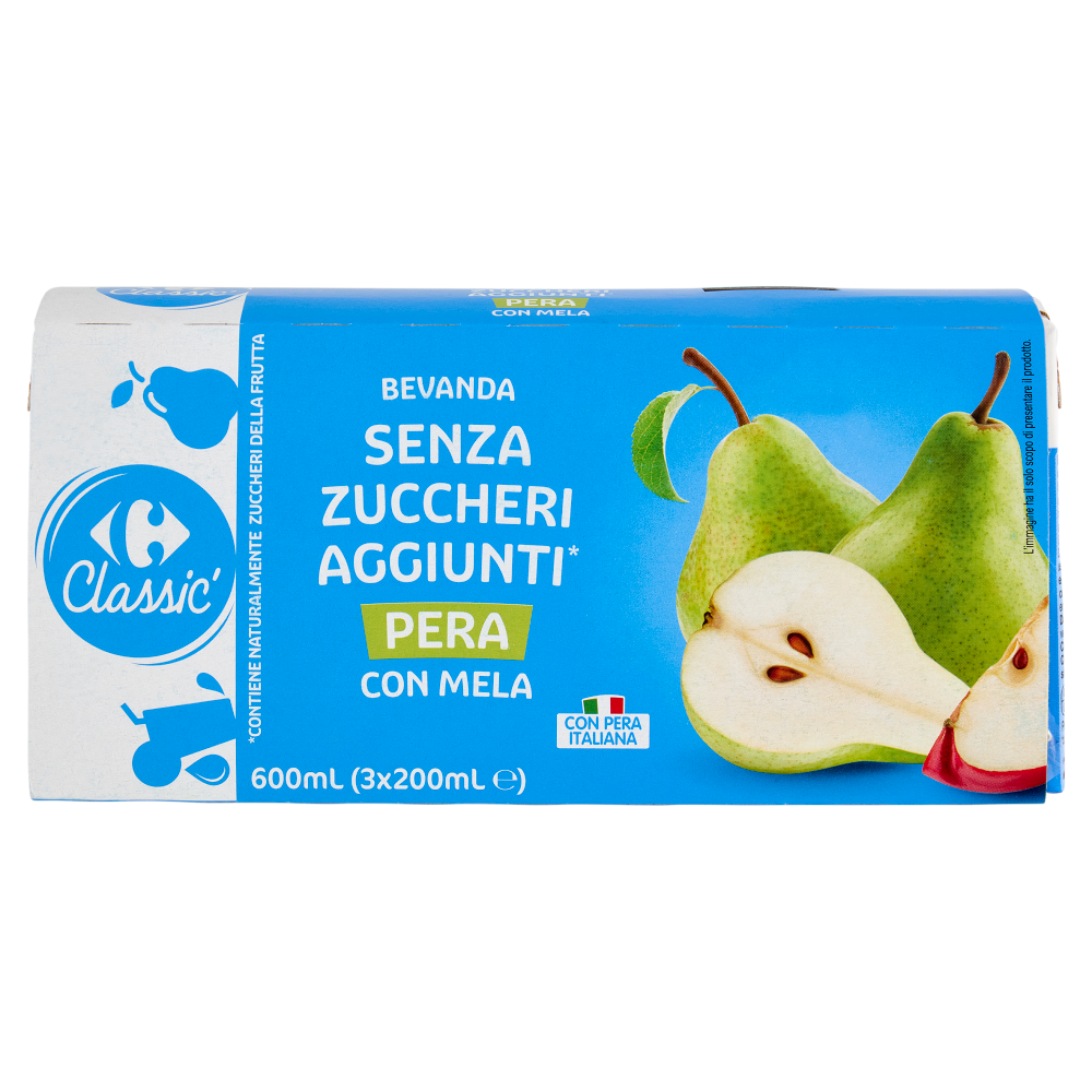 Carrefour Classic Bevanda Senza Zuccheri Aggiunti* Pera con Mela 3 x 200 ml
