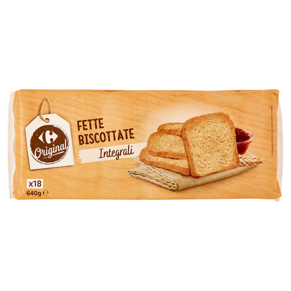 Carrefour Original Fette Biscottate Integrali 18 Monoporzioni 640 g