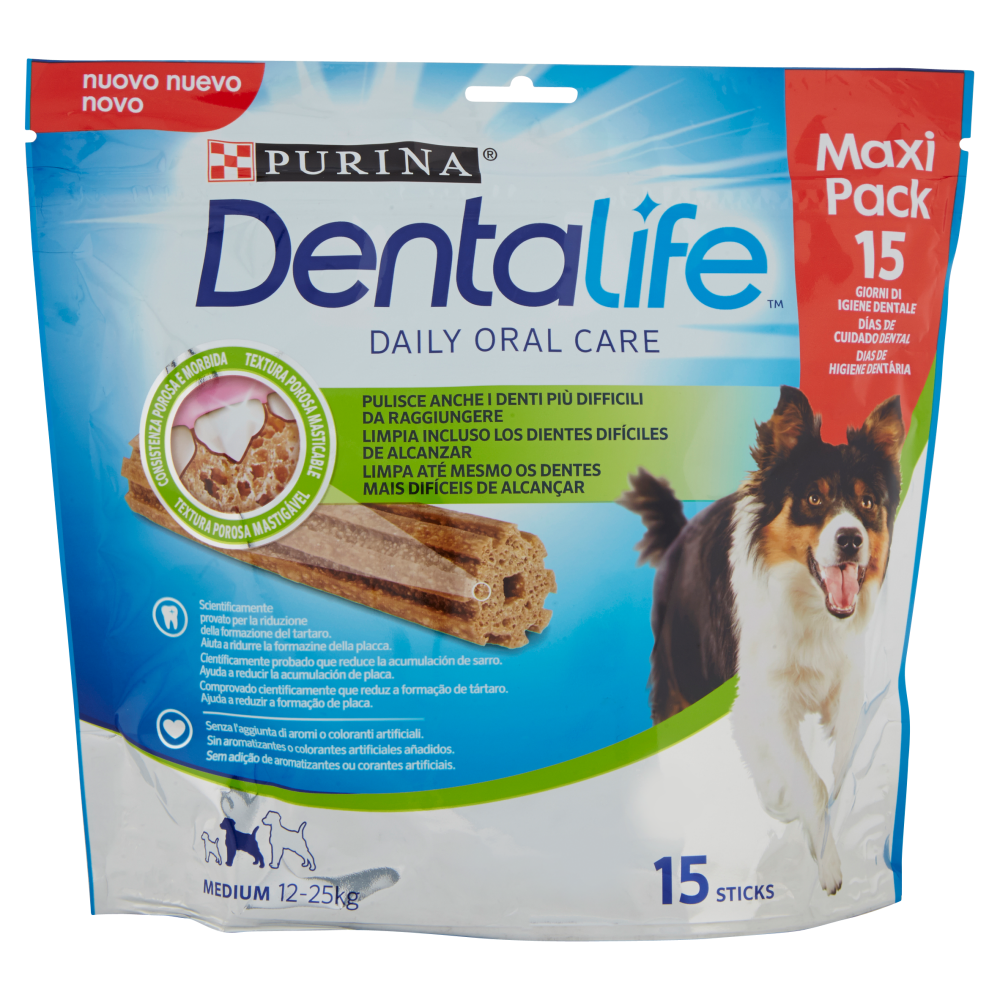 PURINA DENTALIFE Cane Snack per l'igiene orale Taglia Medium busta 15 stick 345g