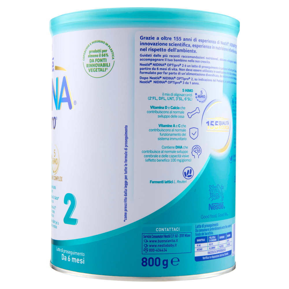 NESTLÉ NIDINA Optipro 2 Latte di proseguimento in polvere da 6 mesi Latta 800g
