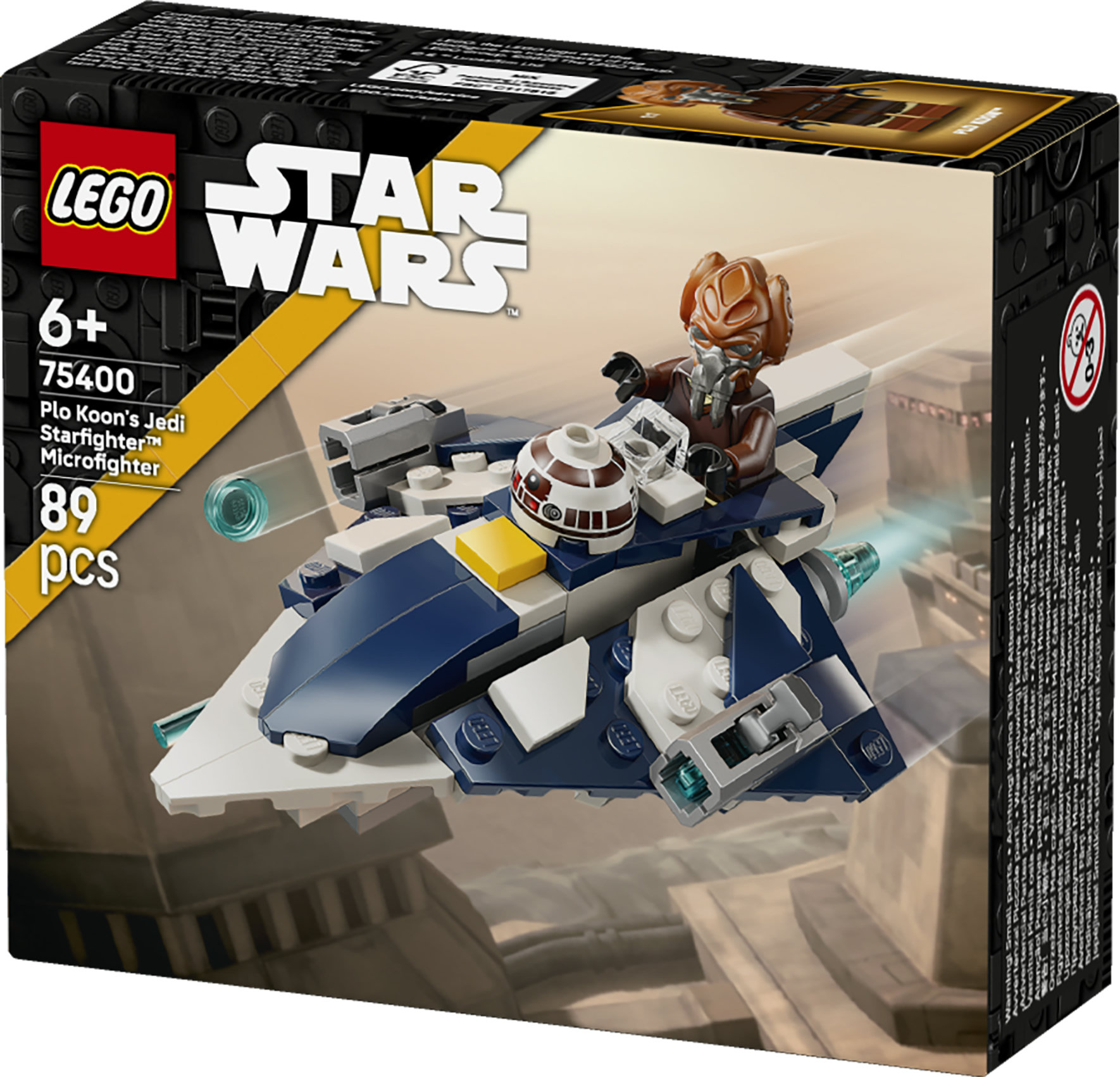 LEGO Star Wars 75400 Microfighter Jedi Starfighter di Plo Koon, Astronave Giocattolo con 2 Shooter e Minifigure, Regalo da 6+