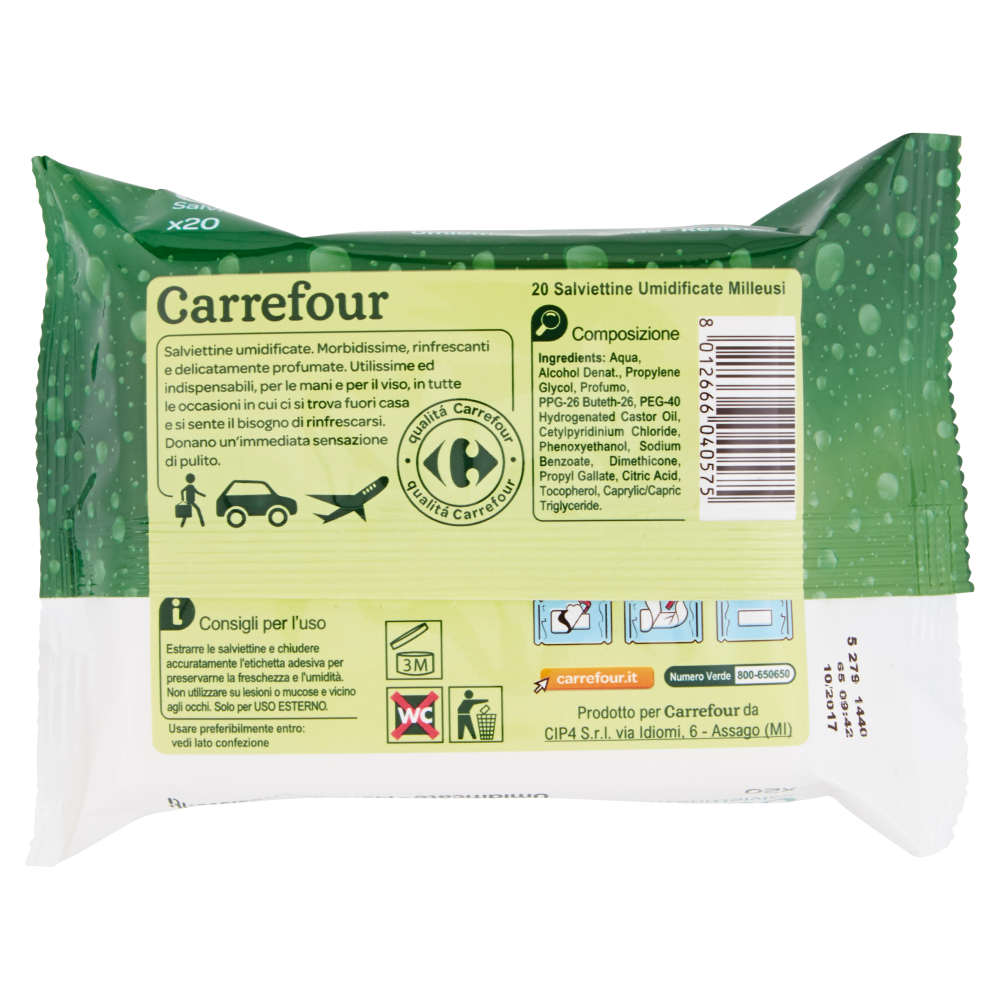 Carrefour Salviettine milleusi Muschio Bianco 20 pz
