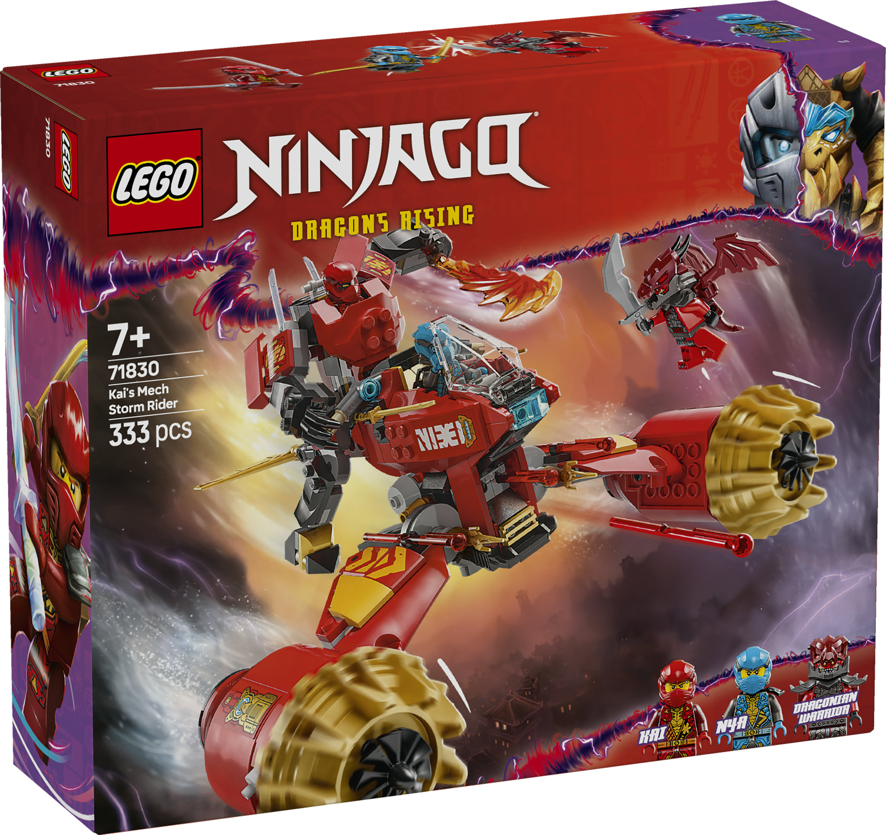 LEGO NINJAGO 71830 Mech Storm Rider di Kai - 2 Veicoli Trasformabili in Figura Snodabile e Moto Giocattolo, Giochi Bambini 7+