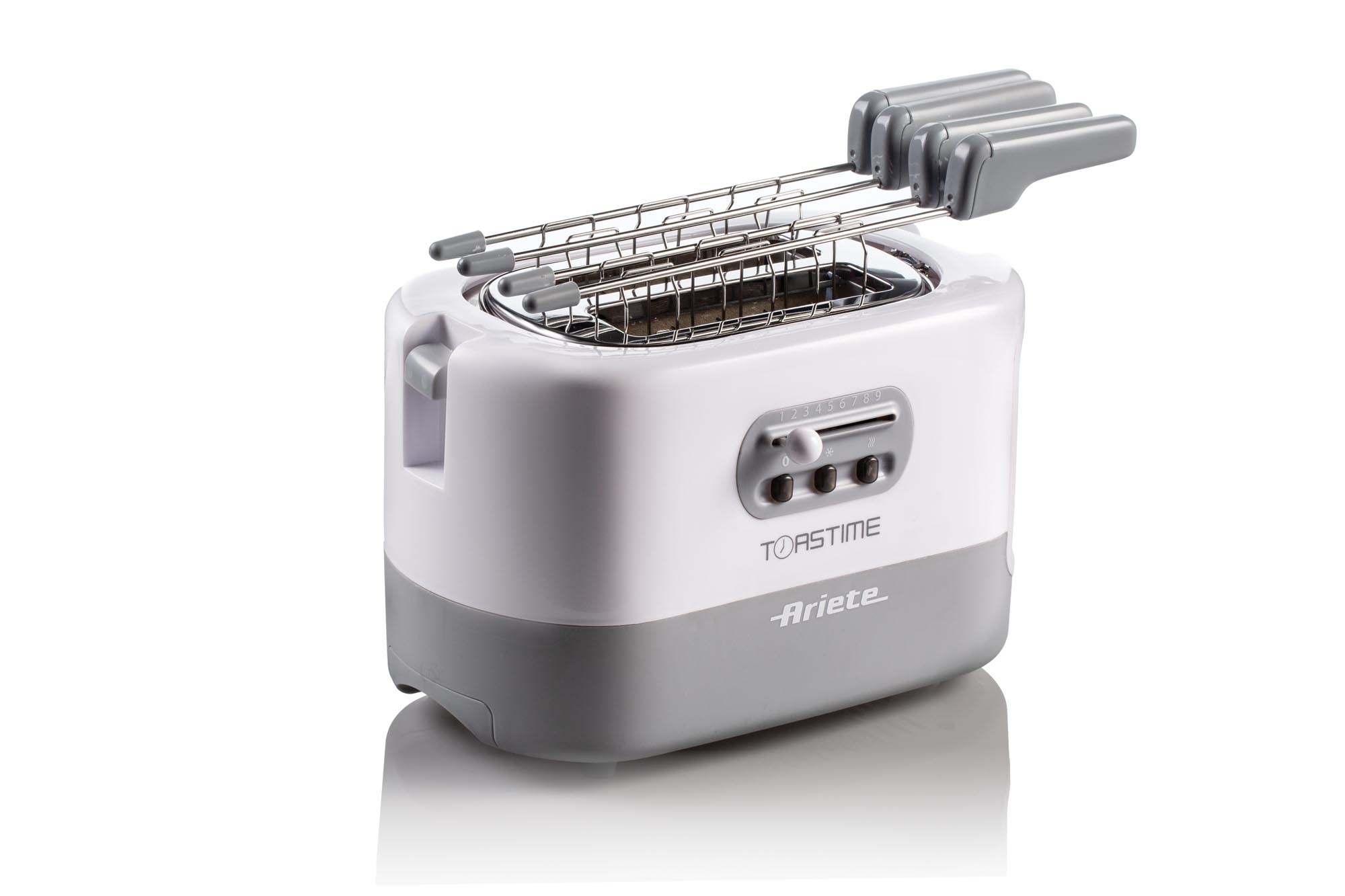 Ariete 159 Toastime, Tostapane Elettrico, Capacit&agrave; 2 fette, 9 livelli di doratura, 700 W, 3 funzioni, Bianco