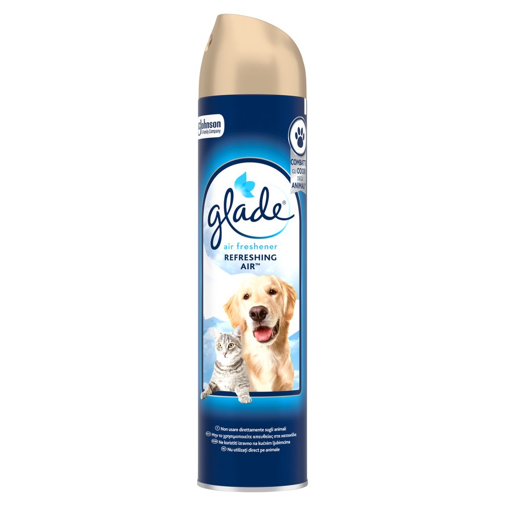 Glade Deodorante per Ambienti Spray, Fragranza Refreshing Air™, Combatte gli odori degli animali domestici, 300ml