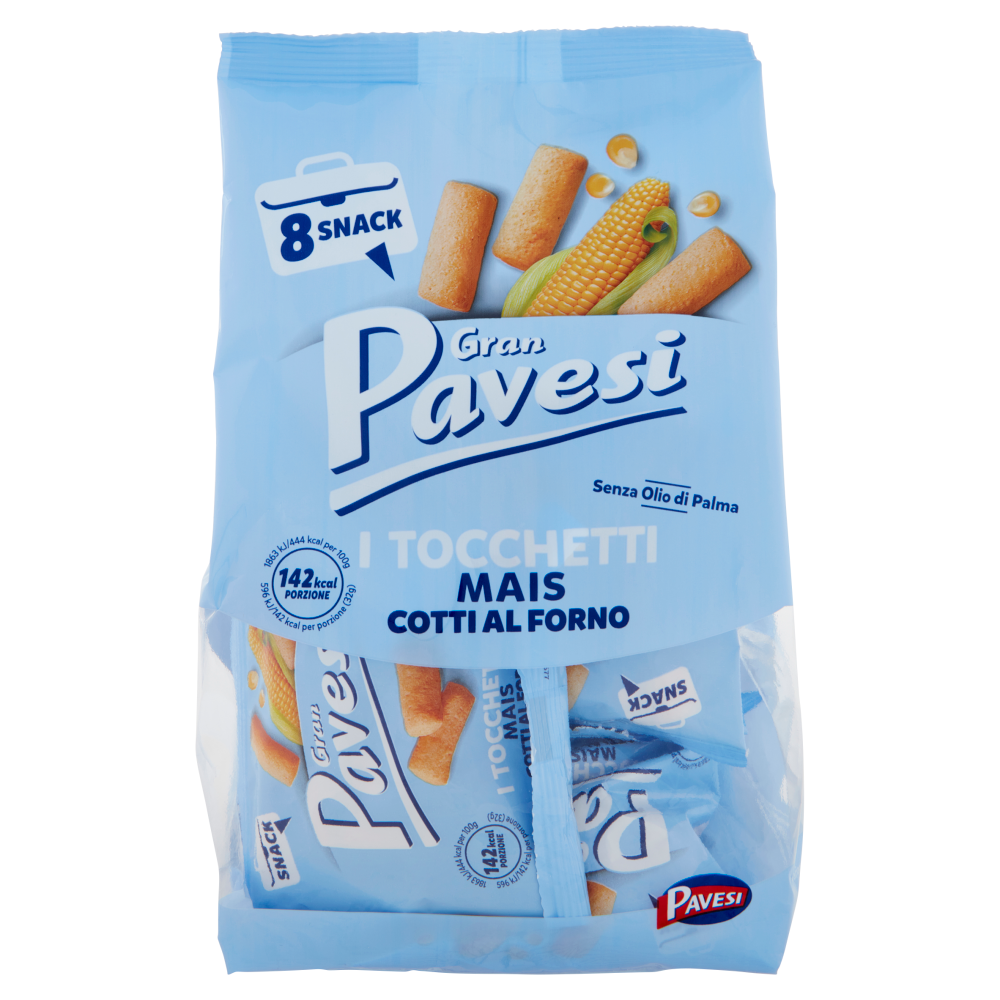Gran Pavesi Snack Tocchetti, Snack al Mais Cotti al Forno, Senza Olio di  Palma, 8 Pacchetti 256g