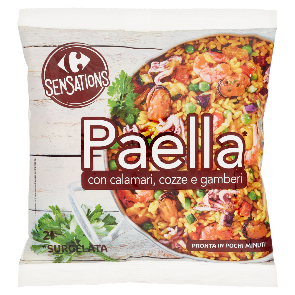 Carrefour Sensations Paella* con calamari, cozze e gamberi *Surgelata 600 g