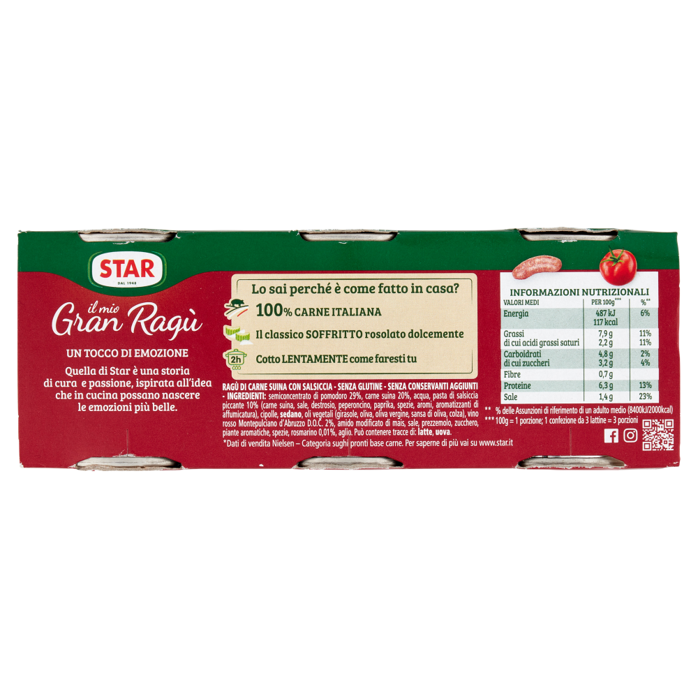 Star il mio Gran Ragù con Salsiccia 3 x 100 g