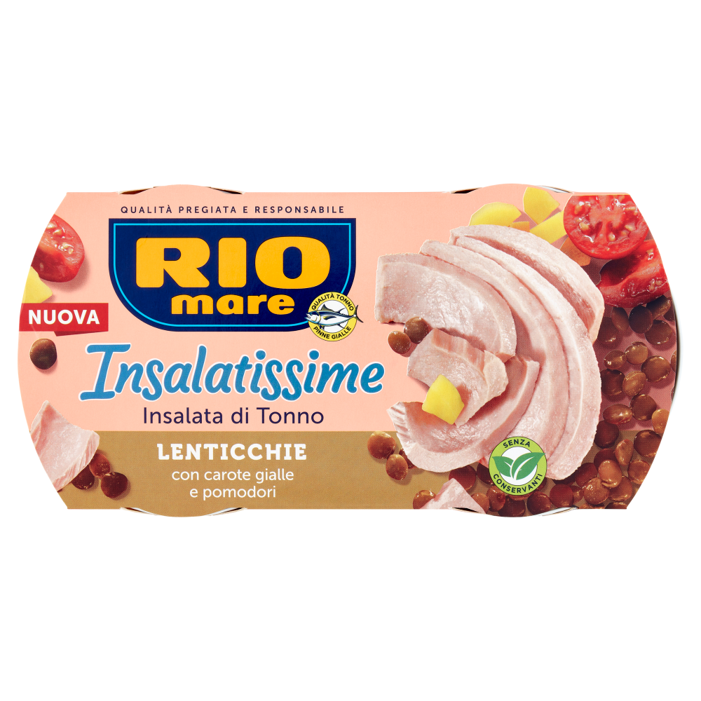 Rio mare Insalatissime Insalata di Tonno Lenticchie con carote gialle e pomodori 2 x 160 g