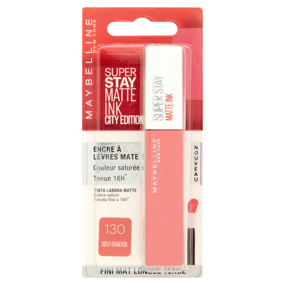 Maybelline New York Tinta Labbra SuperStay Matte Ink, a Lunga Tenuta, 130 Self-Starter