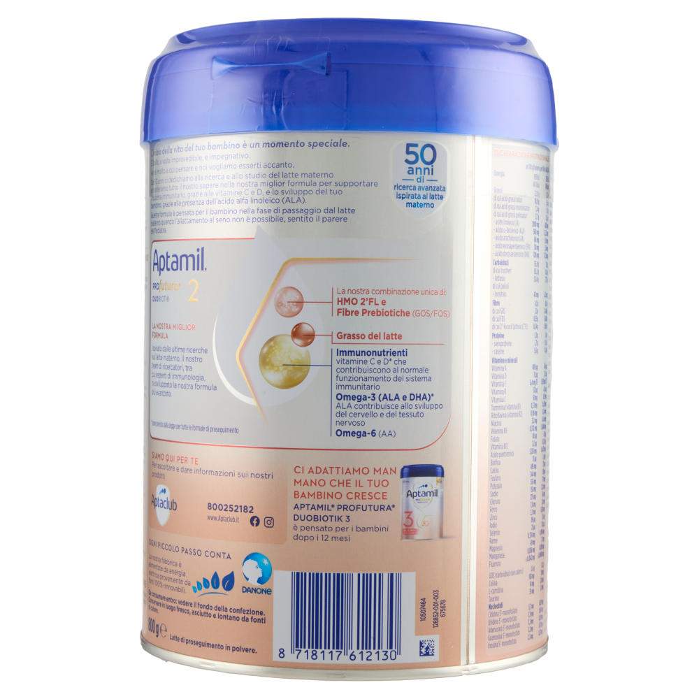 APTAMIL PROFUTURA2, Latte di Proseguimento in Polvere dal 6° mese compiuto, con Vitamine C&D, 800g
