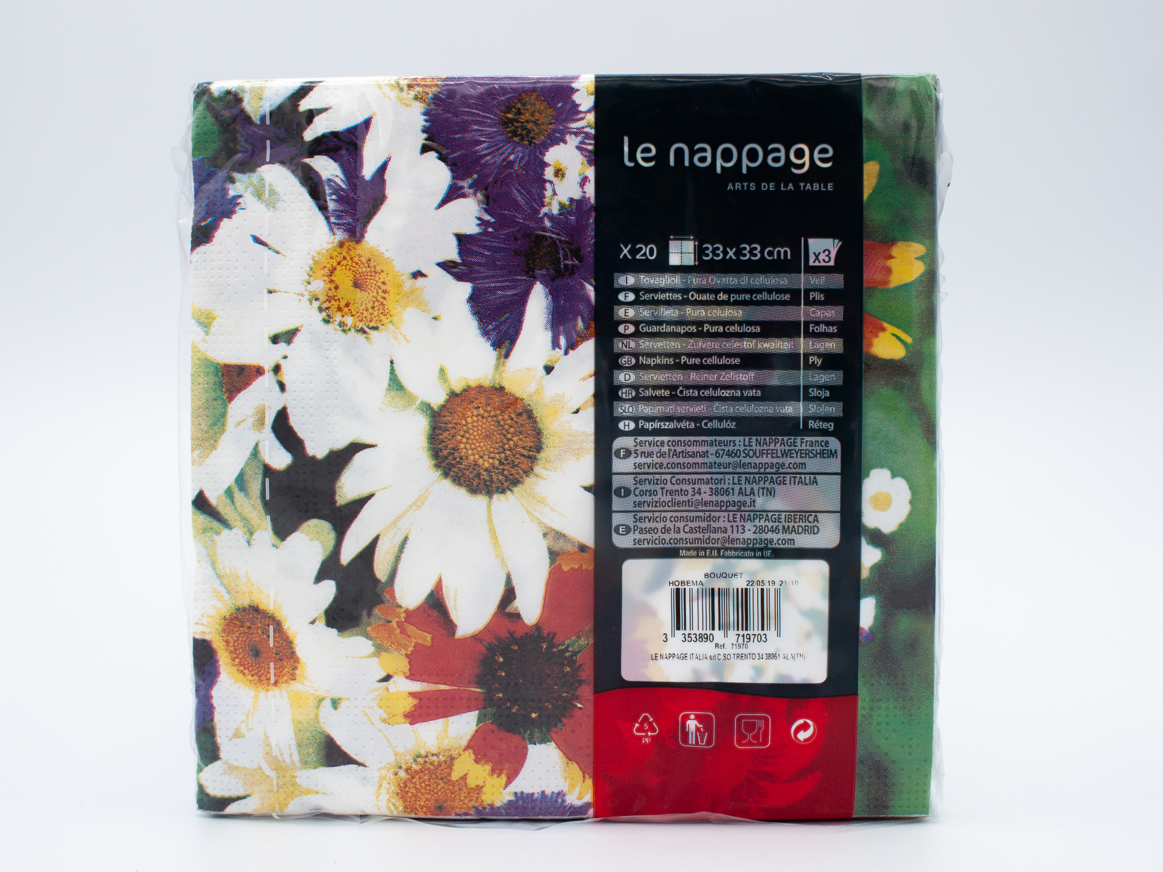 20 tovaglioli 33x33 3 veli Bouquet