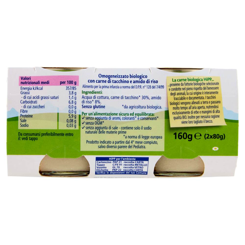 HiPP Biologico Tacchino 2 x 80 g