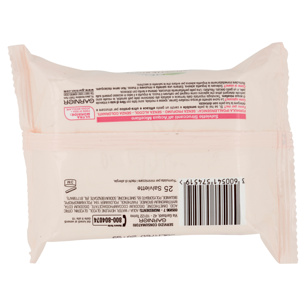 Garnier Skin Naturals Salviette struccanti all'acqua micellare pelli sensibili 25 salviette