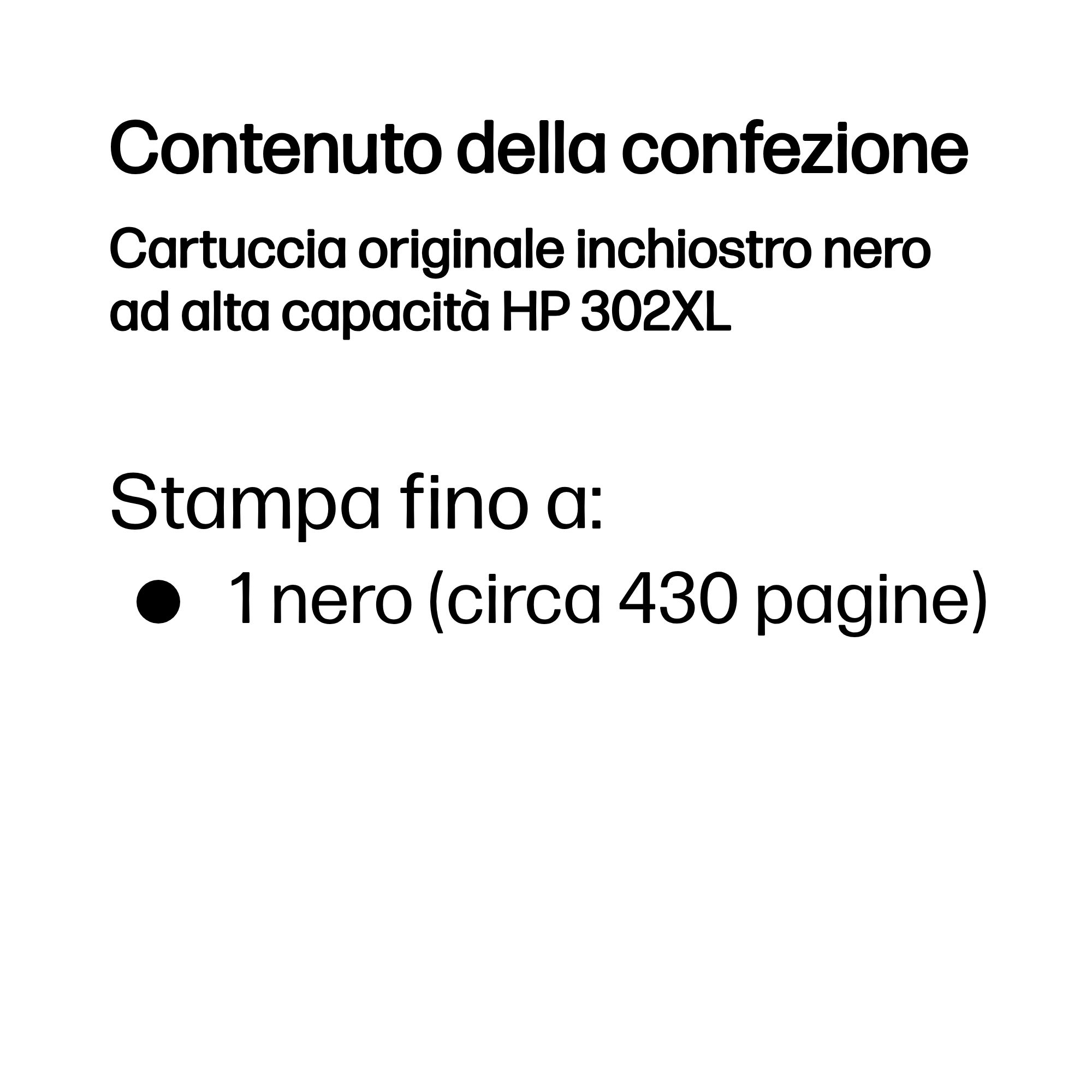 HP Cartuccia originale inchiostro nero ad alta capacit&agrave; 302XL