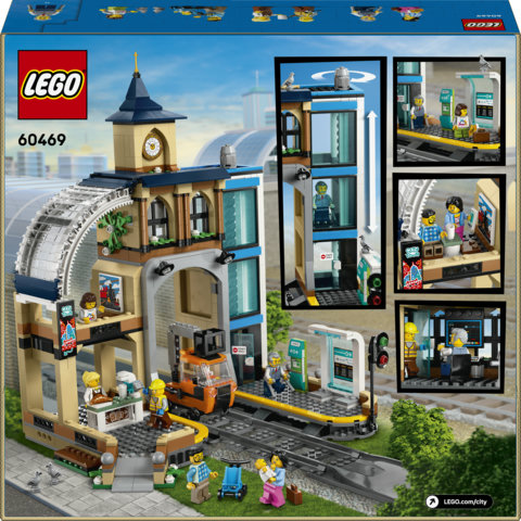 LEGO City 60469 Stazione Centrale con Veicolo Giocattolo, Ascensore, Biglietteria e 2 Piattaforme per Bambini e Bambine da 7+