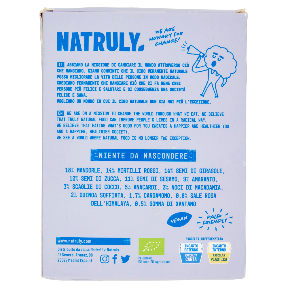 Natruly Granola: Mirtilli + Cardamomo Grain Free Biologica 325 g
