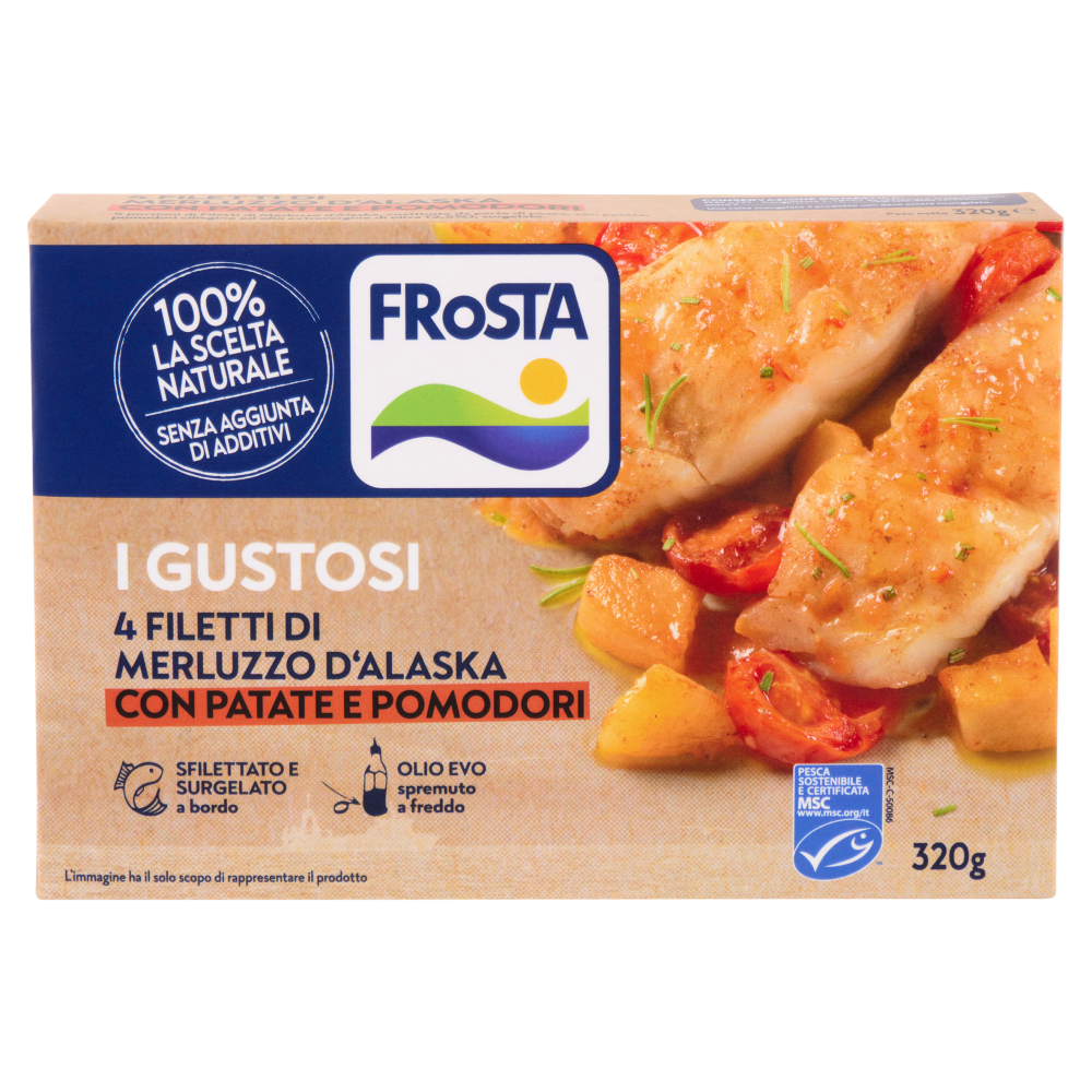 FRoSTA i Gustosi 4 Filetti di Merluzzo d'Alaska con Patate e Pomodori 320 g