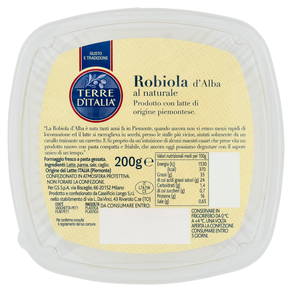 Terre d'Italia Robiola d'Alba al naturale 200 g