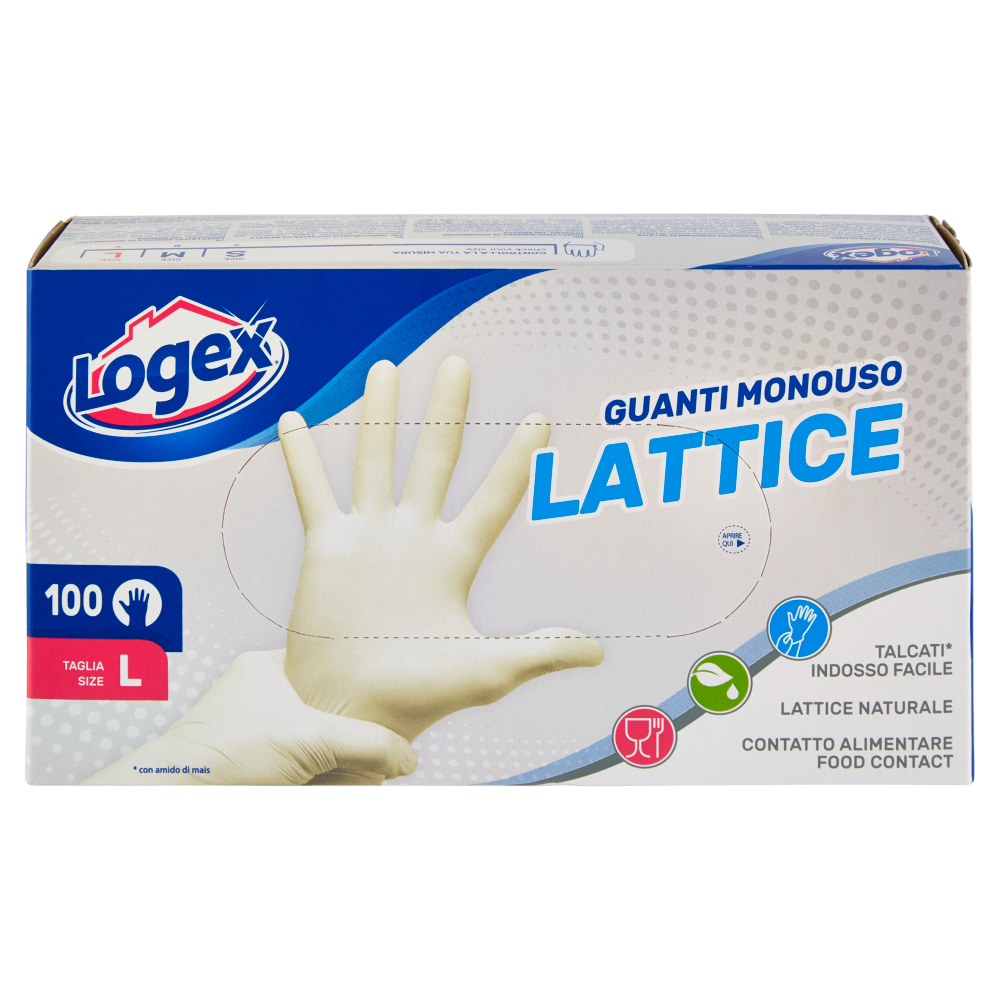 Logex Guanti Monouso Lattice Taglia L 100 pz