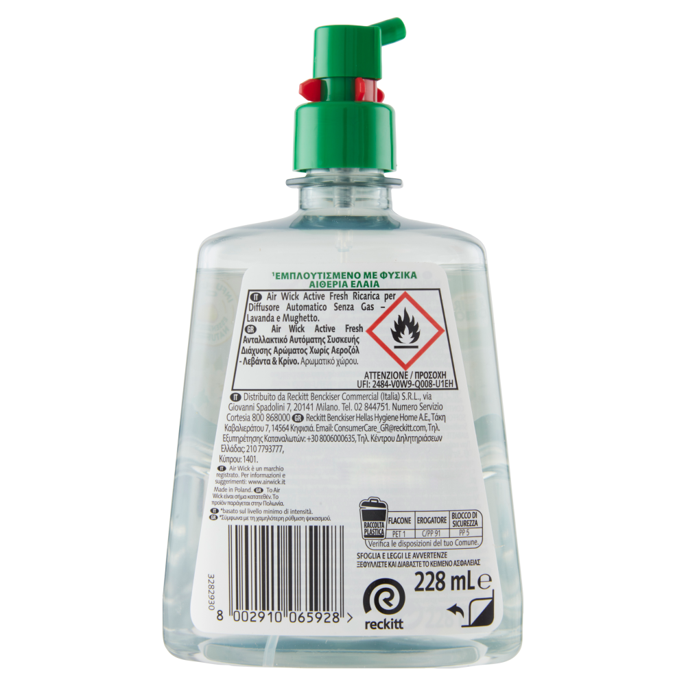 Air Wick Active Fresh Ricarica per Diffusore Automatico Lavanda Profumatore per ambiente 228 ml