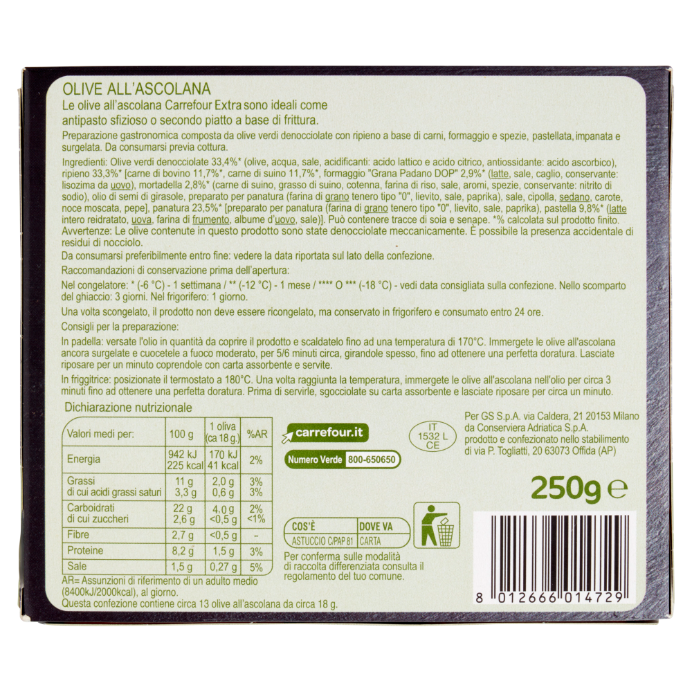 Carrefour Extra Olive all'Ascolana Surgelate 250 g