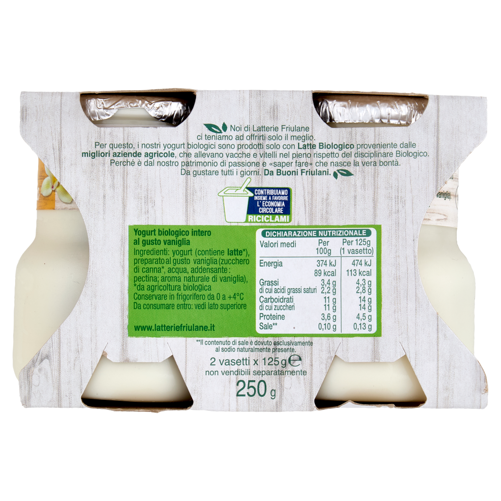 Latterie Friulane Yogurt Bio gusto vaniglia 2 x 125 g