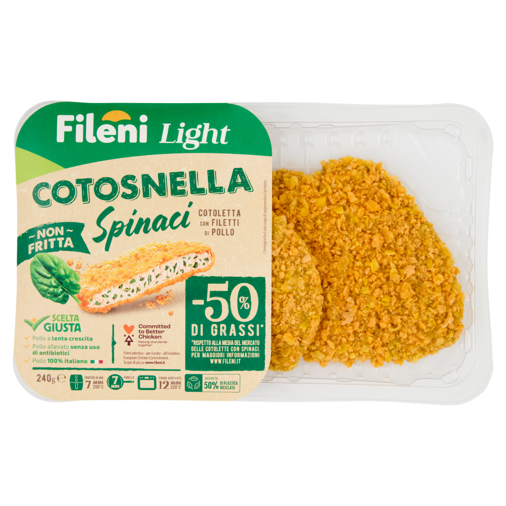 Fileni Light Cotosnella Spinaci Cotoletta con Filetti di Pollo 0,240 kg 