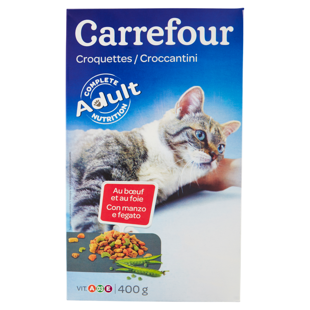 Carrefour Adult Croccantini Con manzo e fegato per gatti 400 g