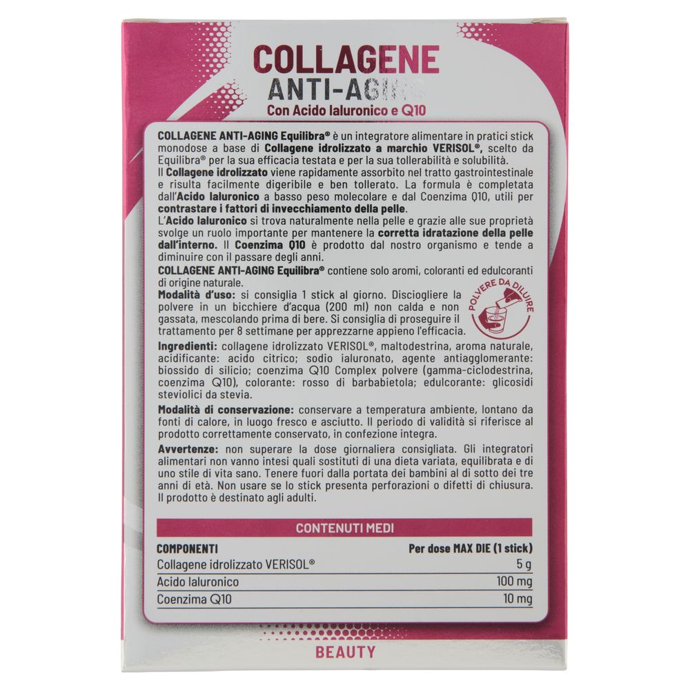 Equilibra Collagene Anti-Aging con Acido Ialuronico e Q10 14 Stick monodose 140 g