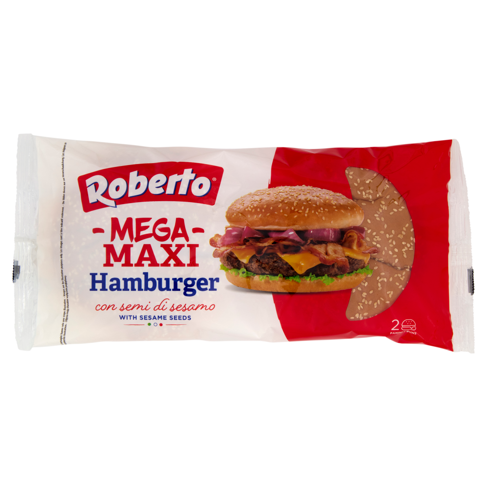 Roberto Mega Maxi Hamburger con semi di sesamo 2 Panini 250 g