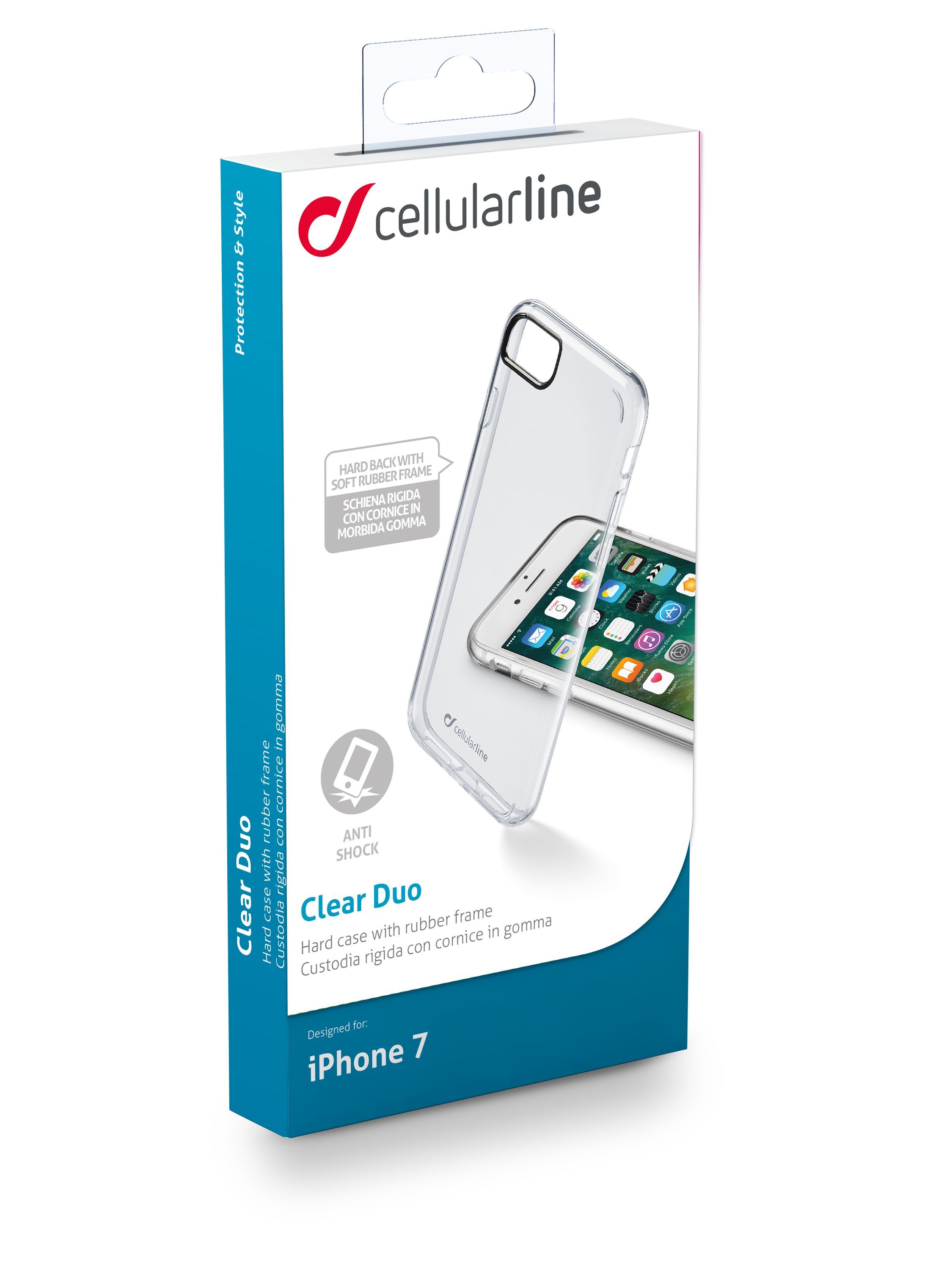 Cellularline Clear Strong - iPhone SE (2022) / SE (2020) / 8 / 7 Custodia rigida con bordi in gomma