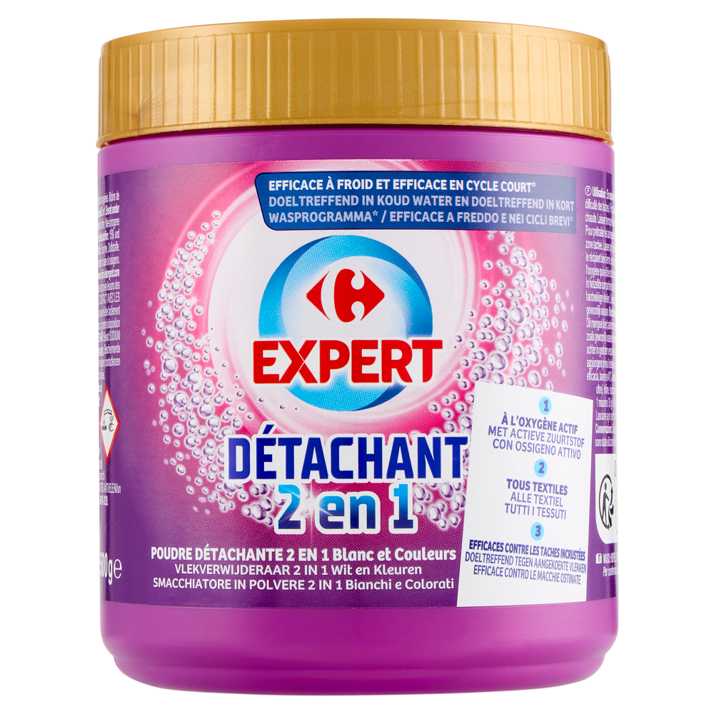 Carrefour Expert Smacchiatore in Polvere 2 in 1 Bianchi e Colorati 500 g