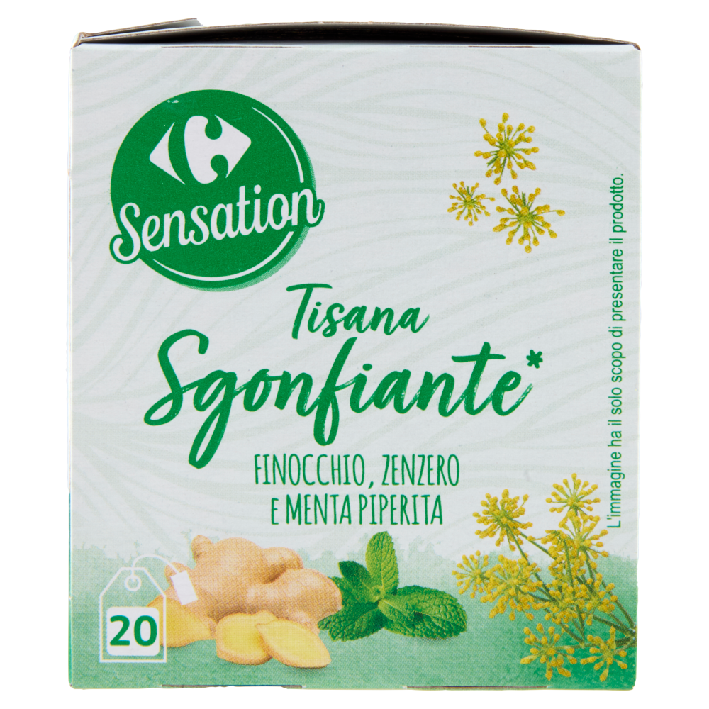 Carrefour Sensation Tisana Sgonfiante* Finocchio, Zenzero e Menta Piperita 20 x 2 g
