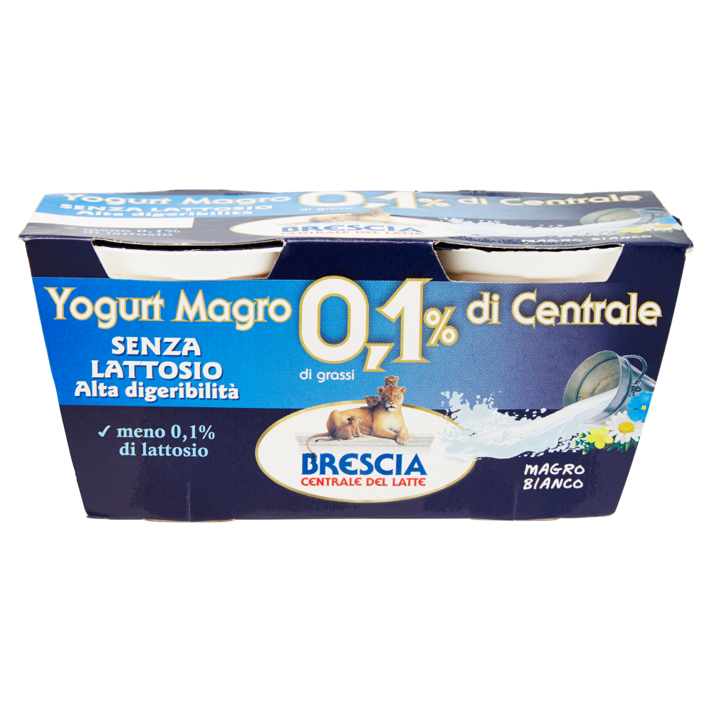 Brescia Yogurt Magro di Centrale 0,1% di grassi Senza Lattosio Magro Bianco 2 x 125 g