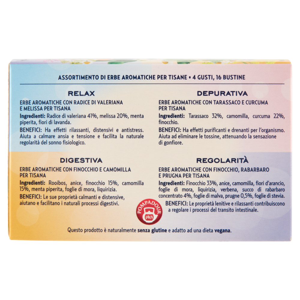 Pompadour Collection Tisane Plus Relax - Depurativa - Digestiva - Regolarità 16 x 2,2 g