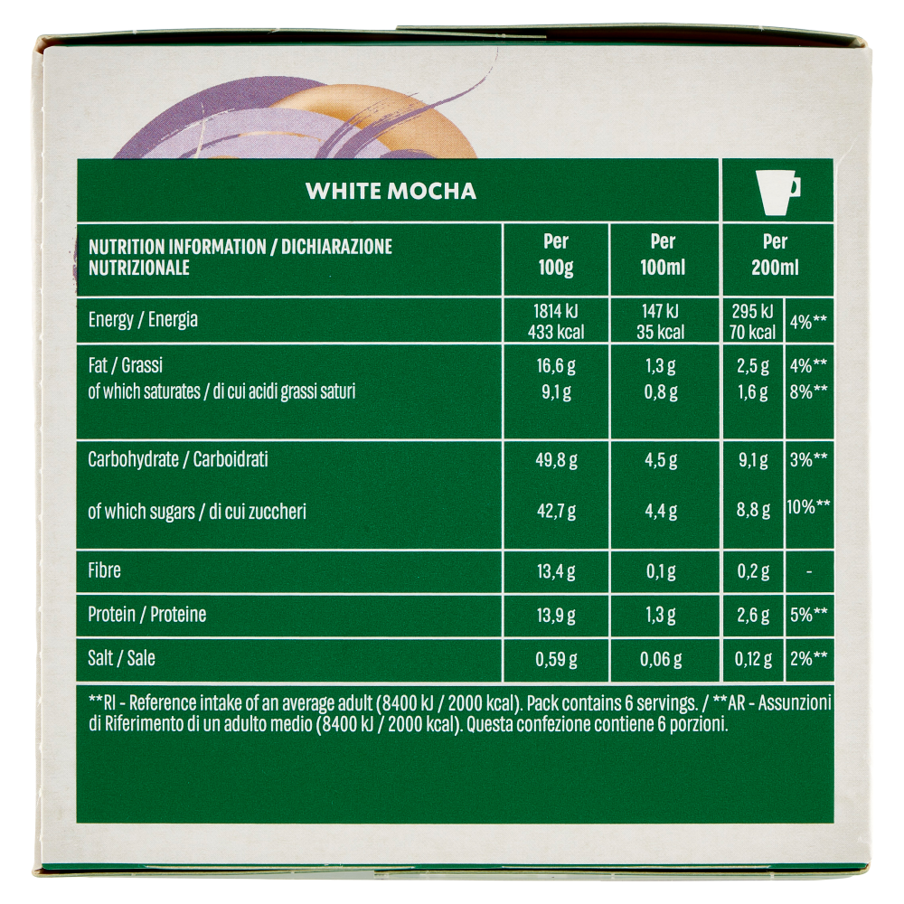 STARBUCKS White Mocha by Nescafé Dolce Gusto Latte al Cioccolato Bianco con Caffè 12 Capsule 123 g