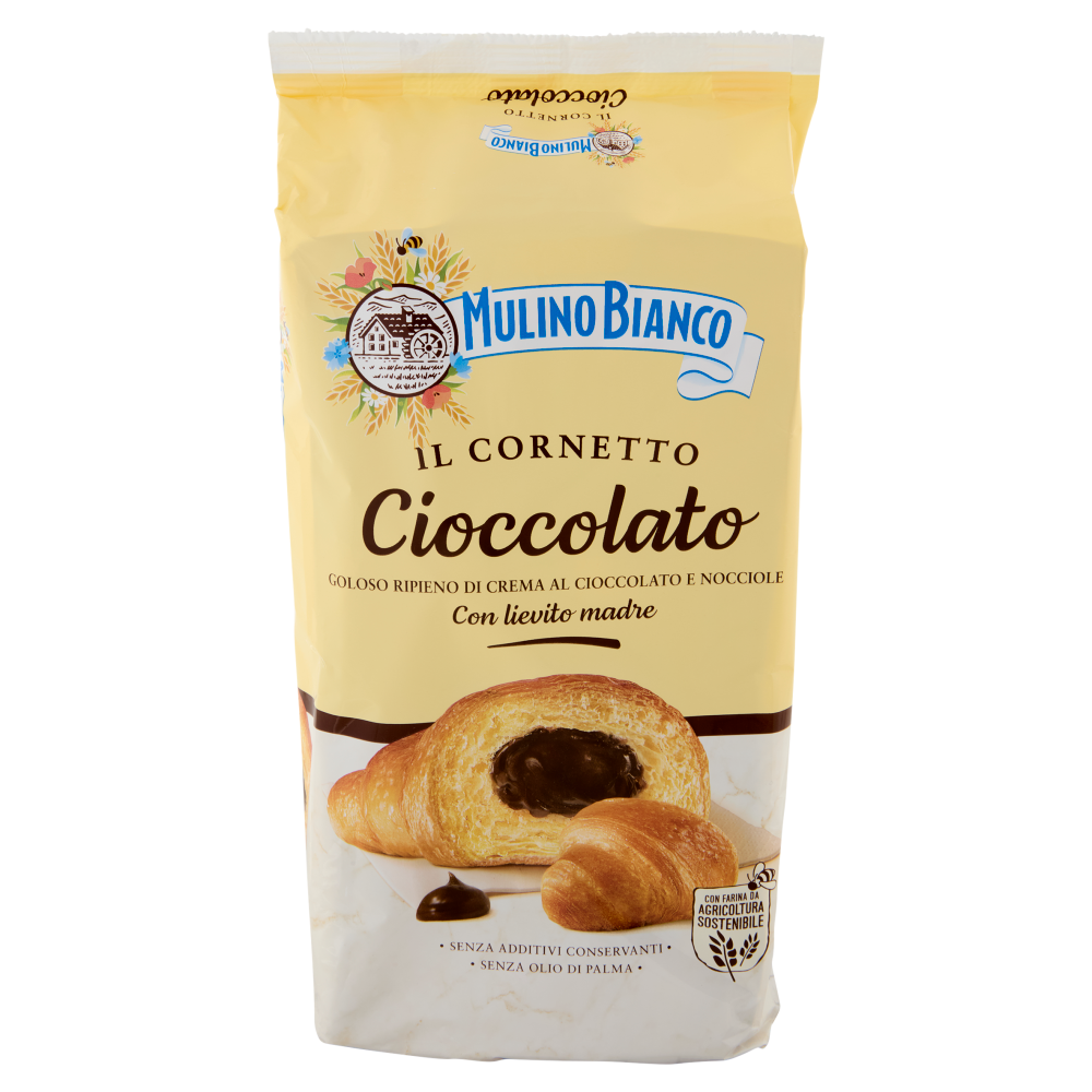 Mulino Bianco Cornetti al Cioccolato Merenda senza Additivi Conservanti 6 pezzi 300g