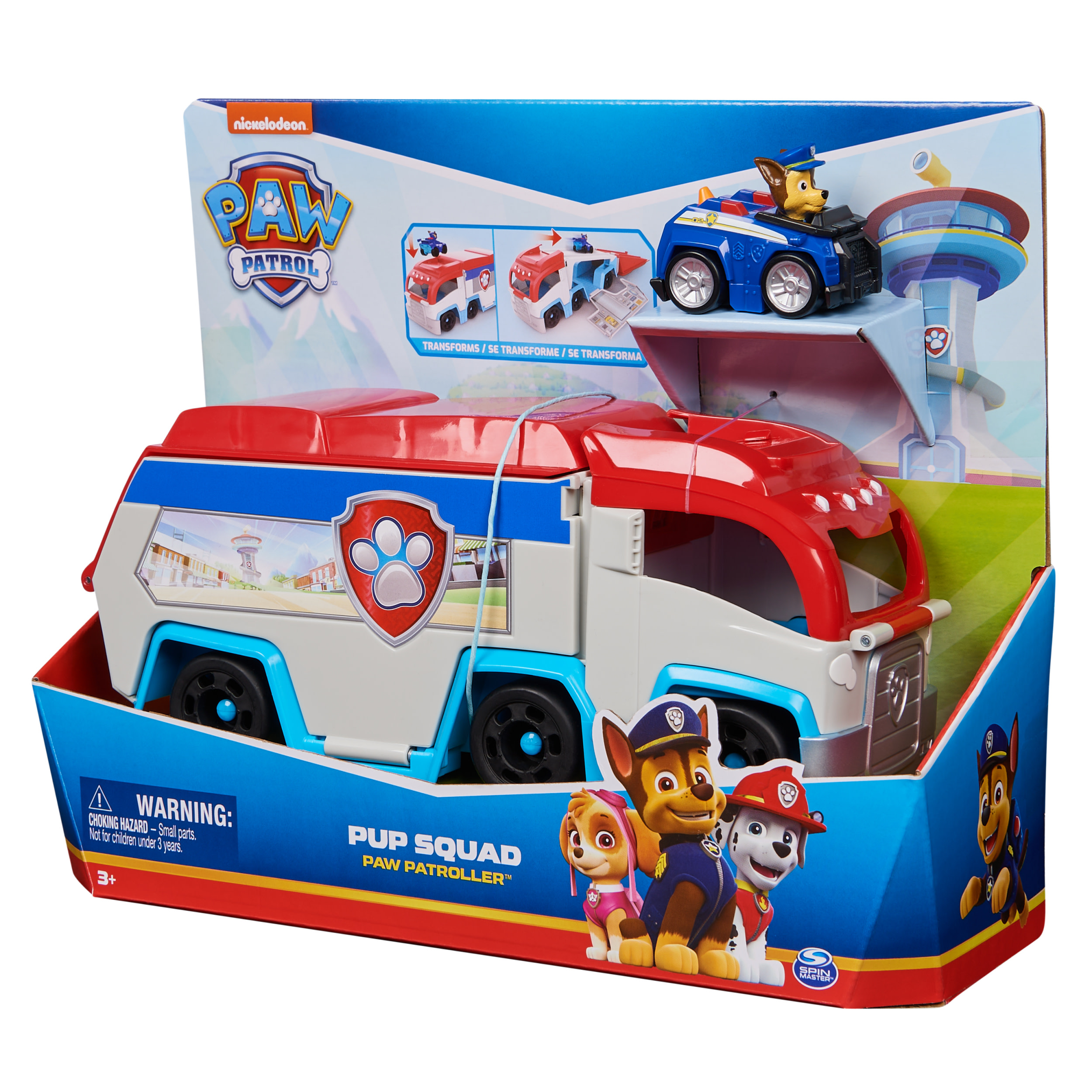 PAW Patrol , Pup Squad Patroller, Veicolo di Squadra, Veicolo Giocattolo con Auto Collezionabile di Chase, Giocattoli per Bambini e Bambine, 3+ Anni