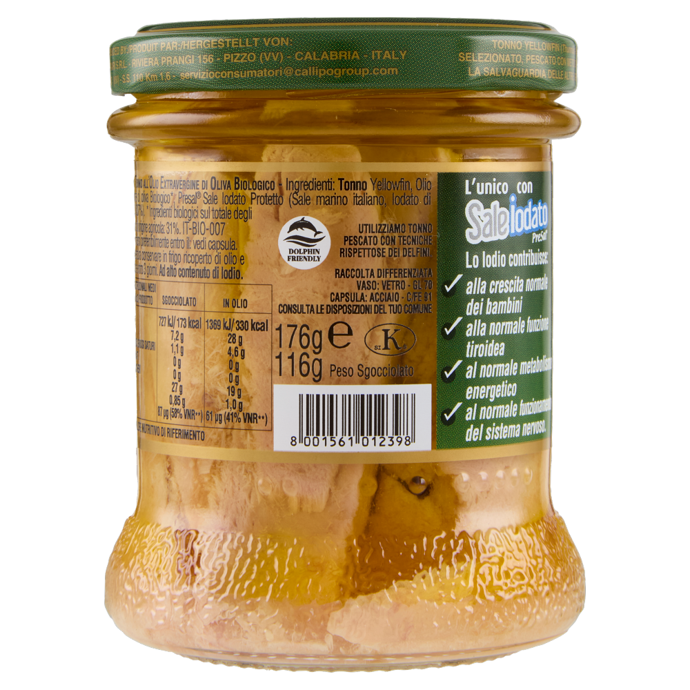 Callipo Filetti di Tonno all'olio extravergine di oliva biologico 176 g