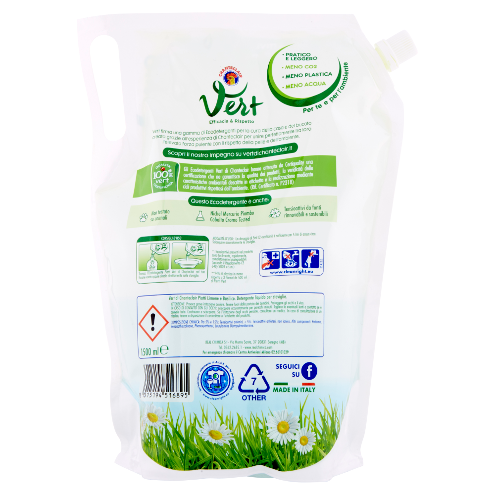 Vert di Chanteclair Piatti Limone e Basilico Ecoricarica 1500 ml
