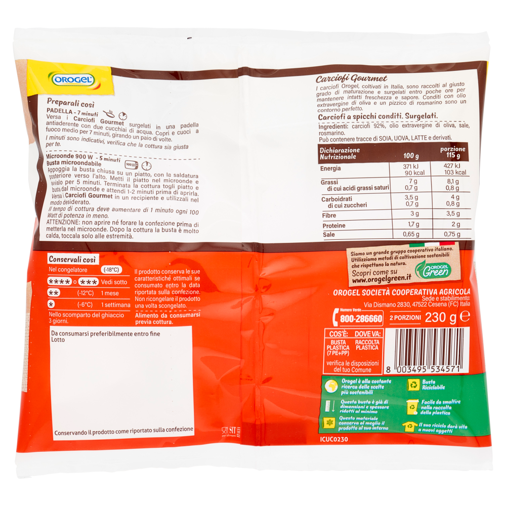 Orogel La Cucina Italiana Carciofi Gourmet Surgelati 230 g